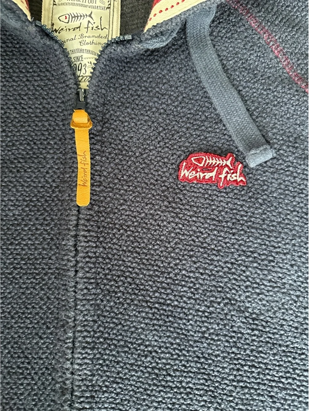 Weird Fish Men's 2XL Navy Blue Full Zip Hoodie with Hooded Collar